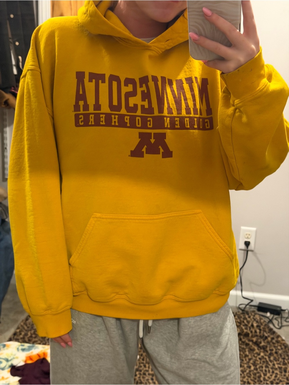 & Other Stories Yellow Pullover Hoodie with Maroon Lettering